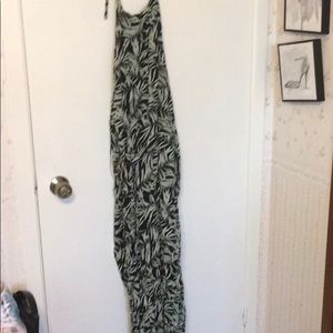 Green banana leaf printed halter jumpsuit.  Ardene. US XL